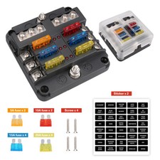 6 Way Car Boot Power Distribution 12-24V Blade Fuse Holder Box Block Panel Board
