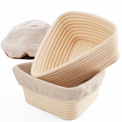 Pack of 2, 9 Inches Triangle Bread Proofing Basket with Cloth Liner - Sourdough