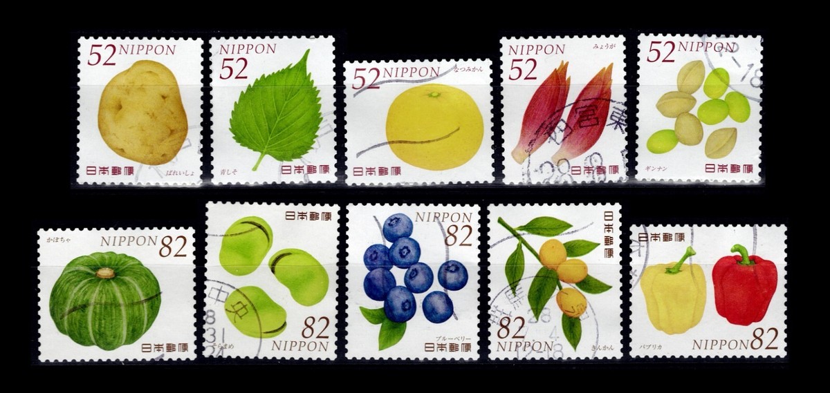 Japan 3993a-e & 3994a-e Fruit & Vegetables 52 & 82 Yen sets [ 10