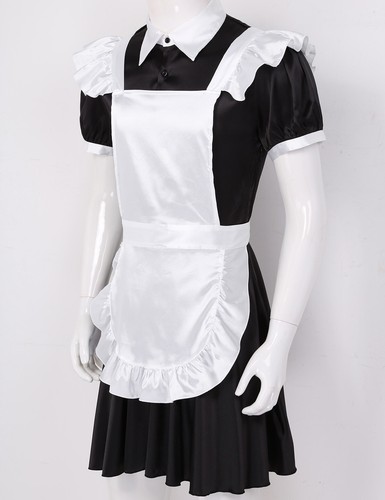 Men's 3Pcs Halloween Maid Role Play Uniform Outfit Cosplay Costume Nightwear - Picture 32 of 60