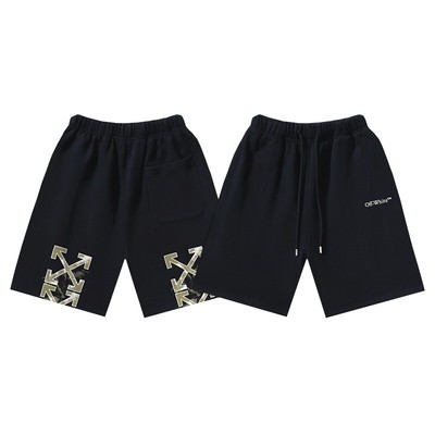 Off-white Oil Painting Arrow Pattern Casual Loose Shorts Black Color Size XL