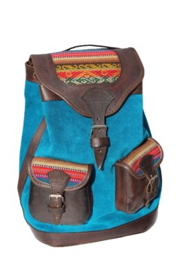 Bohemian Artisanal Style Leather and Woven Fabric Backpack from Bolivia Bohemian Artisanal Style Leather and Woven | Mercari main image 3