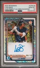 2024 Bowman Chrome Prospect Auto Mini-Diamond Refractor Luis Baez /100 PSA 10