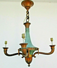 Lustre suspension bronze decor cornes d'abondance d'époque Art Deco lamp 1930