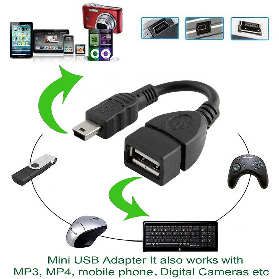Mini USB Male To Female OTG Adapter Converter Cable For Mobile Phones Tablets AU - Image 2 of 4