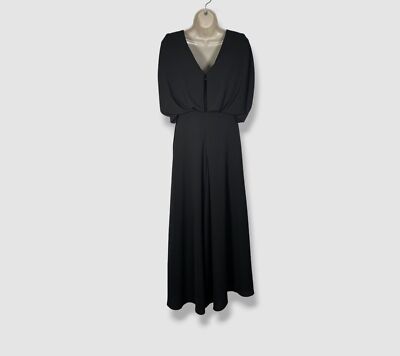 $1895 Talbot Runhof Women's Black Draped Short Sleeve Cape A-Line Dress  Size 6 | eBay
