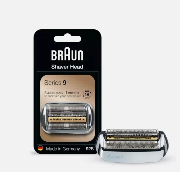 Braun 92S Series 9 cartuccia rasoio argento testina di ricambio NUOVA - Immagine 2 di 4