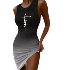 Women's Two-tone Tye Dye Print Bodycon Tank Dress, Large size 14 NEW FREE P&P.