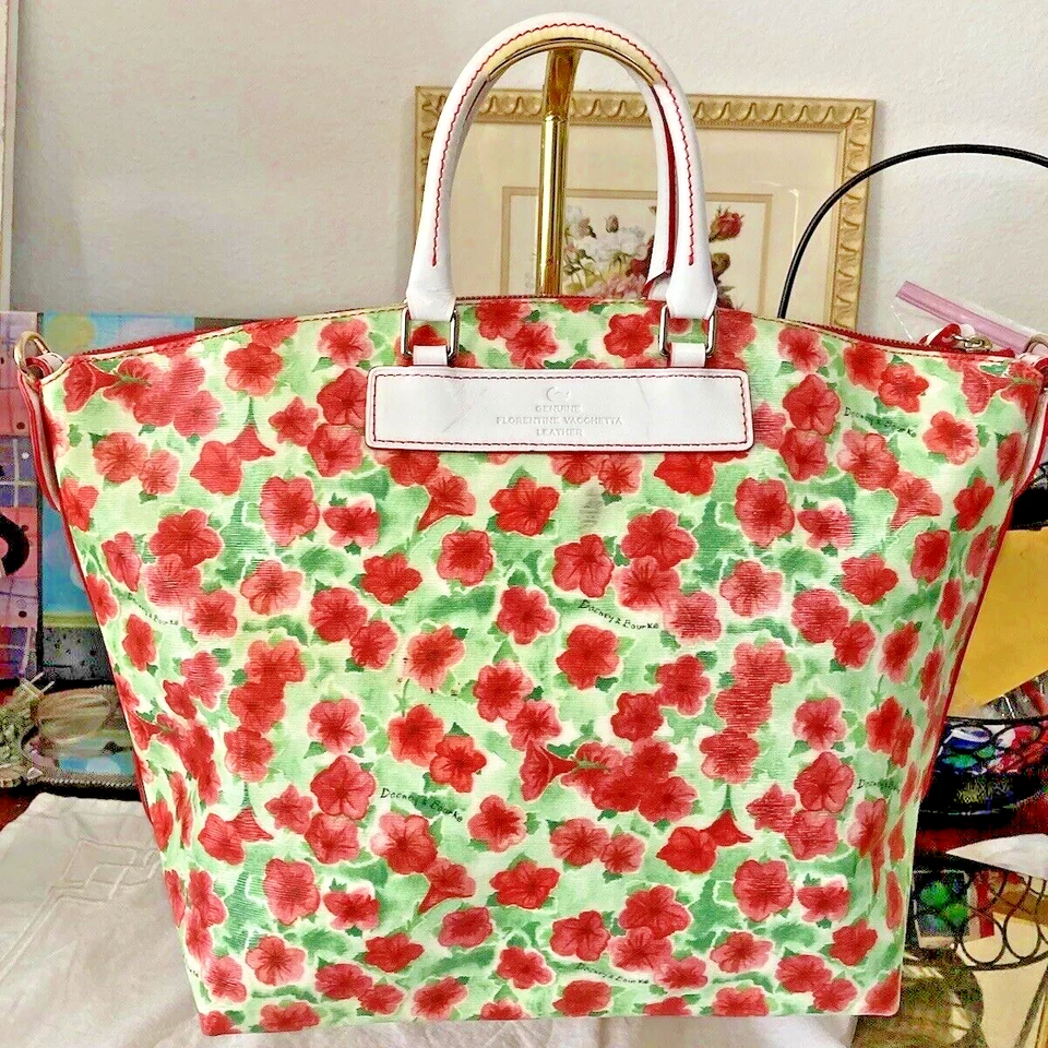Bolso Dooney Bourke Vanessa Rojo Floral Blanco Cuero Florentino X-Large Foto 4 de 4