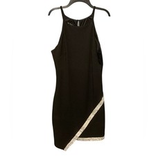 BCX Black Midi Dress formal gala cocktail wedding evening large asymmetrical lbd