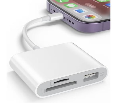 SD Card Reader for iPhone, Memory Card Reader with USB Camera Adapter Plug and P