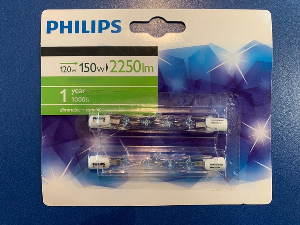 2X Philips Halogenstab 120=150W Halogen 230V R7S 2250Lm Dimmbar 78Mm-image