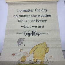Disney Winnie The Pooh Piglet Together 12 x 16 Hanging Jute Wood Wall Hanging