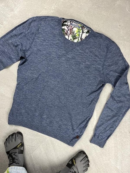 Men Pierre Cardin Sweater Navy Cotton 38 / M