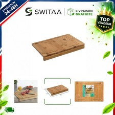 Planche à découper bambou 35 x 24 cm avec rebord et rigole à jus