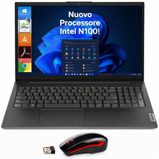 Notebook Pc Portatile Lenovo V15 N100, Ram 8Gb, SSD 256Gb Win 11 P uso ufficio