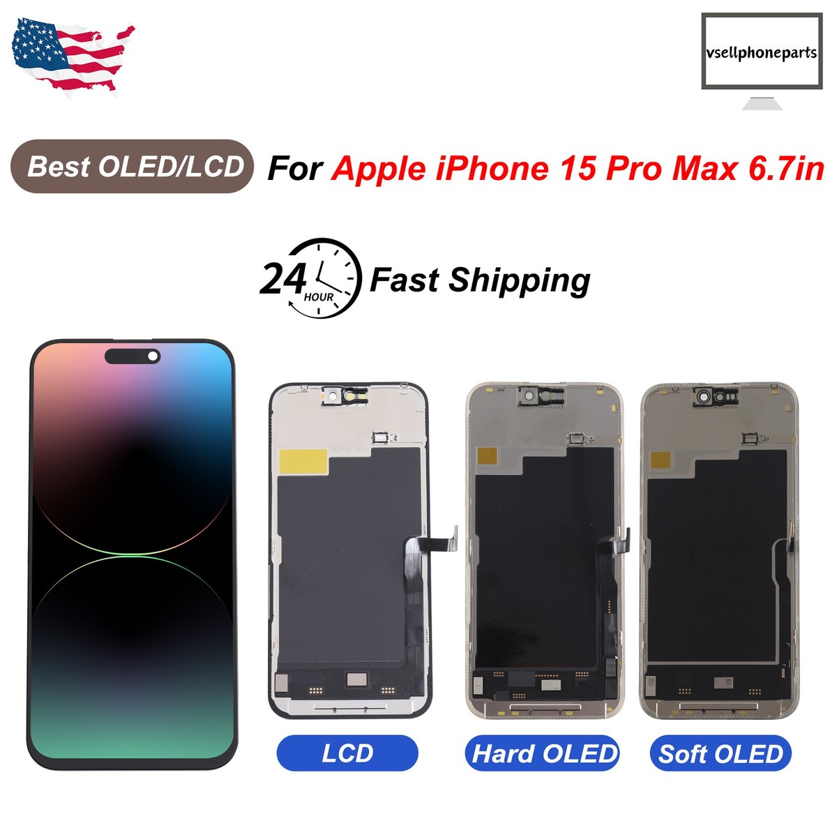 For Apple iPhone 15 Pro Max 6.7in OLED LCD Display Touch Screen