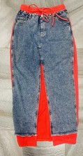 Women s Vintage Denim Fabric Maxi Jean Skirt Stretch Waist Drawstring Size M