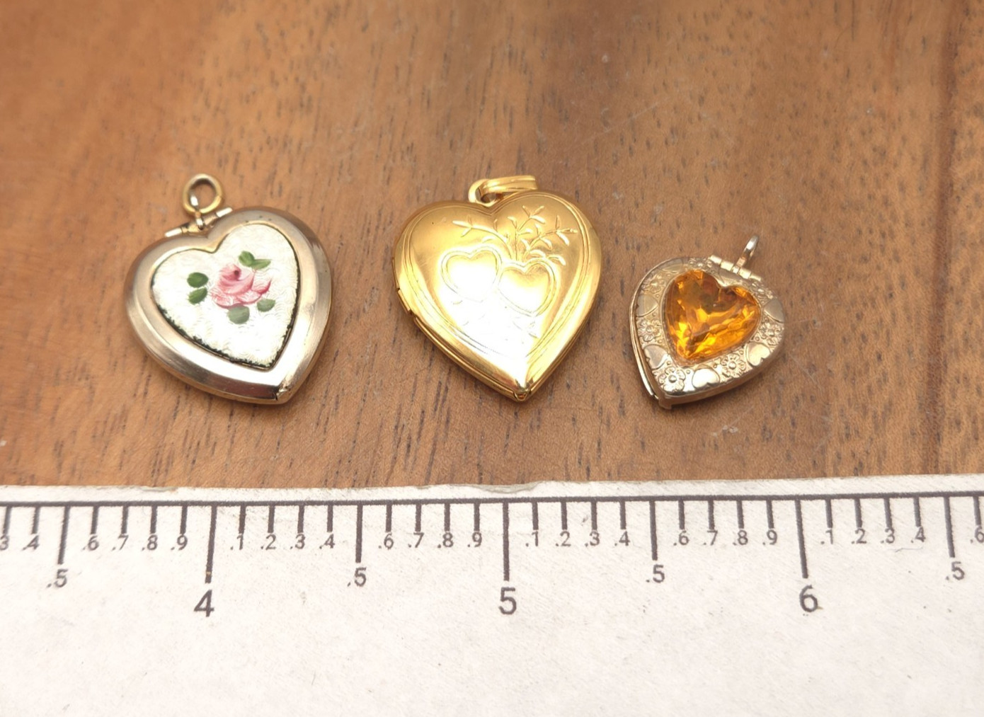 Vintage-Now 3 Piece Costume Heart Shape Locket Lot Filigree Victorian Style #5
