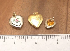 Vintage-Now 3 Piece Costume Heart Shape Locket Lot Filigree Victorian Style #5