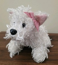 Ganz Webkinz White Terrier Puppy Dog HM106 Stuffed Animal with Pink Bow No Code