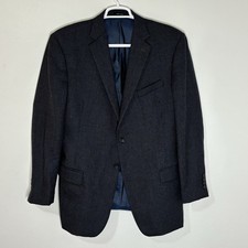 JOSEPH FEISS BLAZER SIZE 44R BLUE CHECK SPORT COAT GOLD EXECUTIVE FIT JACKET