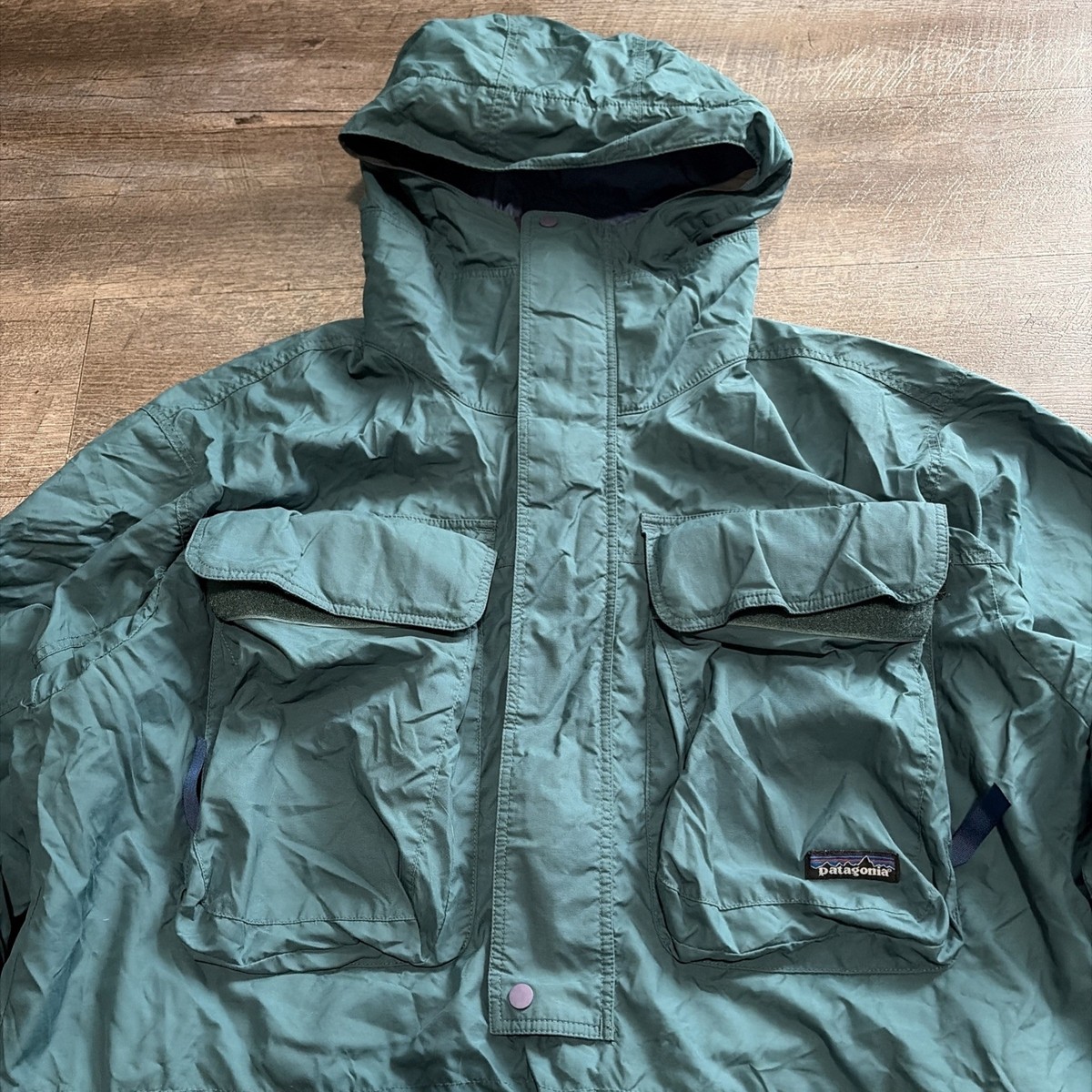 Vintage Patagonia SST Fly Fishing Wading Jacket M Green Hooded