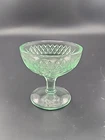 Vintage Uranium Glass Dessert Sherbet Cup Floral Diamond Swirl Dish 3.25” T