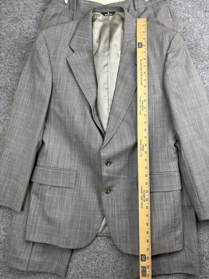 Terno polo vintage clube universitário masculino 44 cinza Glen xadrez lã feito nos EUA anos 90 - Imagem 3 de 4