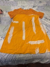 SHEIN Curve Women’s 1XL Orange & White Abstract Print Short Sleeve Shift Dress