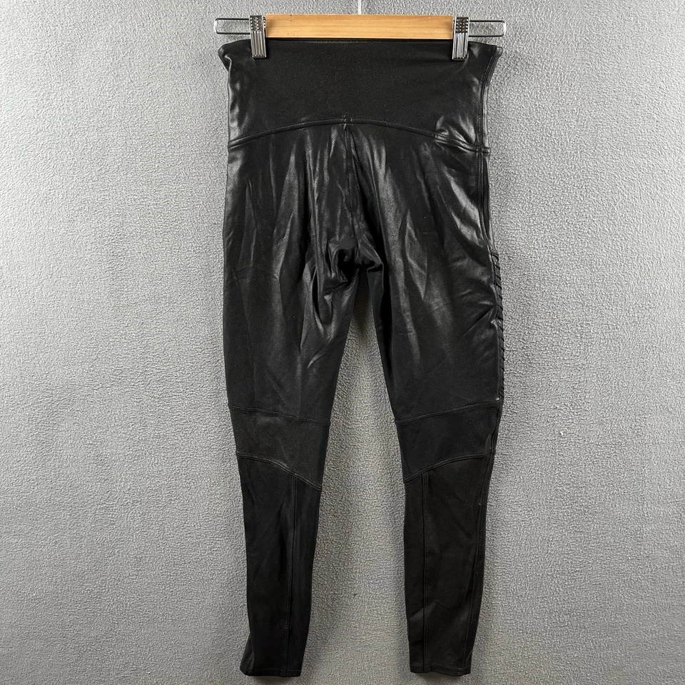 Leggings SPANX Talla Grande Negros Imitación Cuero Motociclista Moto Elásticos tiro alto Tobillo Foto 4 de 4