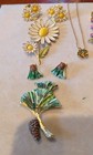 Vintage lot Hand Painted flower brooch/earrings  Weiss Rafaelian new listing — photo 2