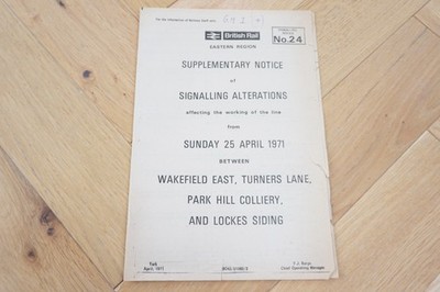 1971 Wakefield & Lockes Stellwerk Eisenbahn Signalplan Hinweis Karte Eastern