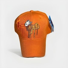 Western Saddle Embroidered Baseball Cap Orange Rodeo Cowboy Hat Adjustable NEW