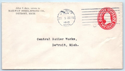 #ad Railway Steel Spring Co Postal Cover Detriot MI Michigan $18.99