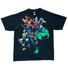 Vintage Mad Engine Marvel X-Men Avengers Hulk Spiderman TShirt Black Mens Large