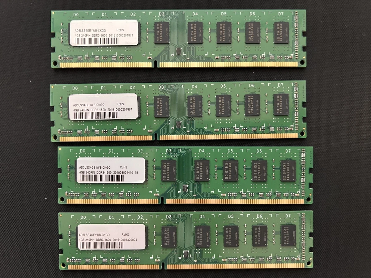 4Pcs 4GB X 4 16GB DDR3 1600 (PC3-12800) Samsung chips | eBay