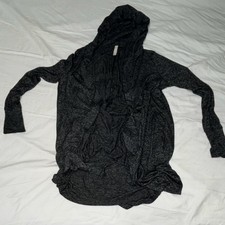 Athleta Hooded Knit Cardigan Hoodie Gray Black Thumb Holes Long Sleeve Size S