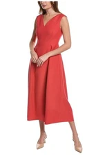 Lafayette 148 Coral Wool And Silk Sleeveless Maxi Dress Size 6 MSRP $1790