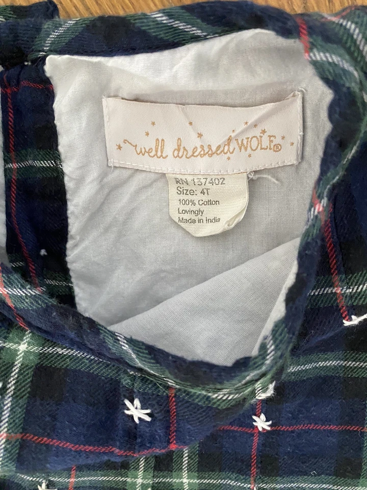 Conjunto de túnica Juju de vacaciones de lobo bien vestido talla 4T vestido florers a cuadros para niñas WDW Foto 4 de 4