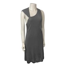 Halston Heritage Gray Asymmetrical One Shoulder Open Back Dress Sz 8 NWT ^