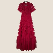 Needle & Thread Marilla Ruffle Gown UK 10 Deep Red BNWT Wedding Guest Party Ball