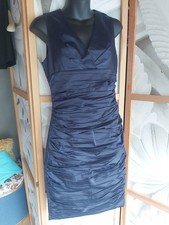 Calore Women's Dress Navy Blue Size UK 12 Sleeveless Knee Length V-Neck Zip Used