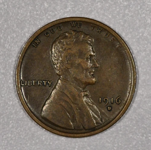 1916-D "Lincoln" Bronze One-Cent Coin, Very Fine