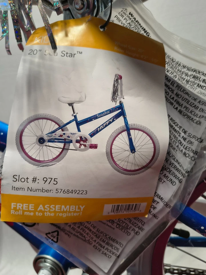 Велосипед Huffy Sea Star 20 дюймов для девочек - возраст 5-12 с кисточками требуется некоторая сборка - Изображение 3 из 4