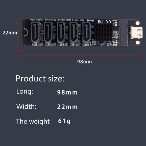TYPE-C auf SATA3.0 5-Port-Adapter-Konverterkarte 6 Gbit/S USB10G JM575+JMS56632 - Afbeelding 6 van 9
