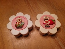 Lot of 2 Vintage Strawberry Shortcake Flower-shaped Jewelry Trinket Boxes