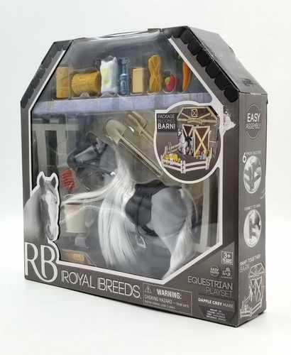 LANARD Royal Breeds Equestrian Playset Dapple Grey Mare Horse Figure 15+ Pieces - Picture 3 of 5