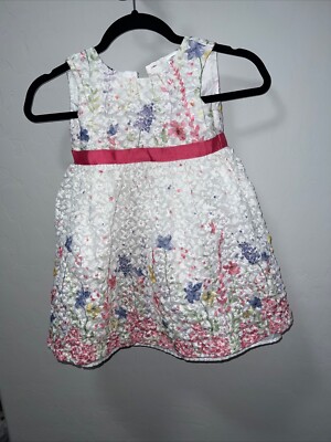 Blueberi Boulevard Toddler Girls Size 4 White Lace Sleeveless Floral Dress  | eBay