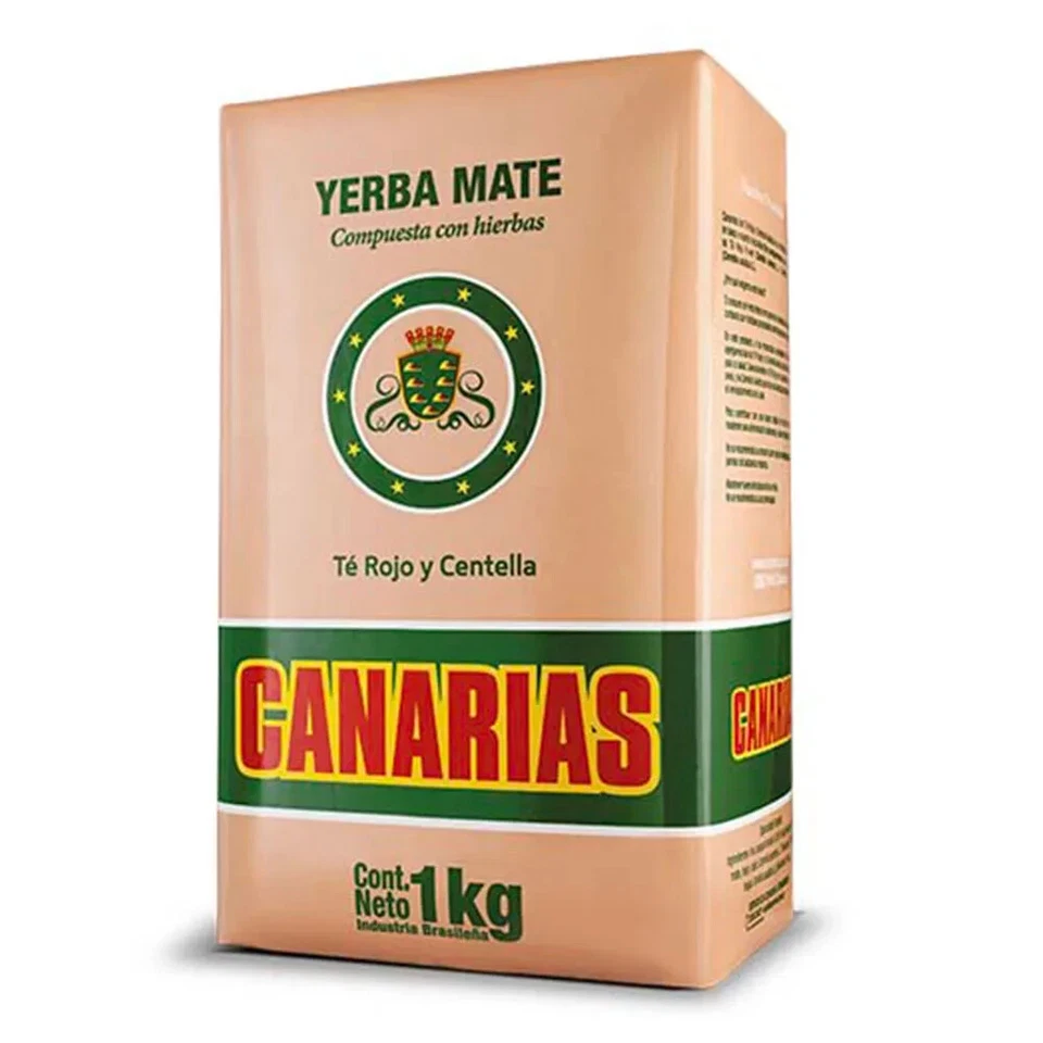 2 Packs Yerba Mate Canarias Te Rojo Y Centella X 1 Kilo